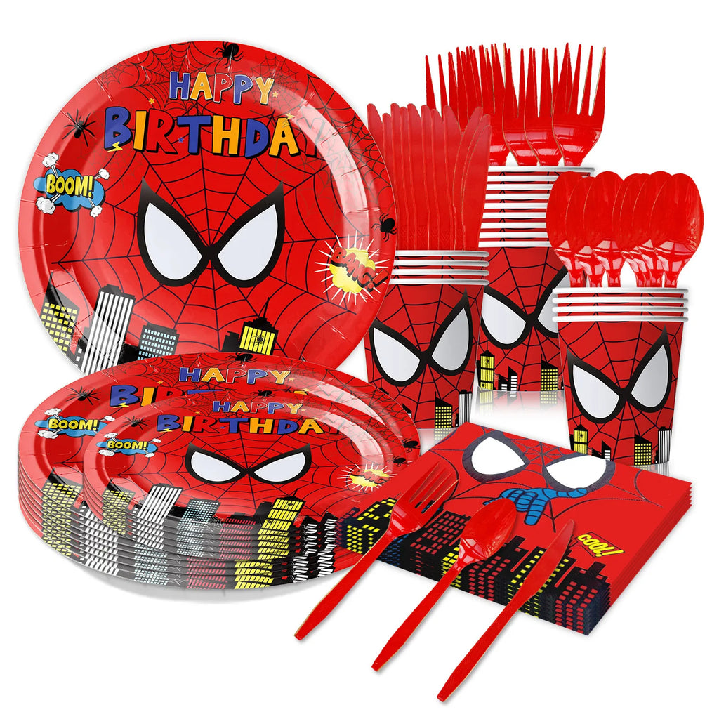 Spiderman Feestset met servies,ballonnen en decoratie