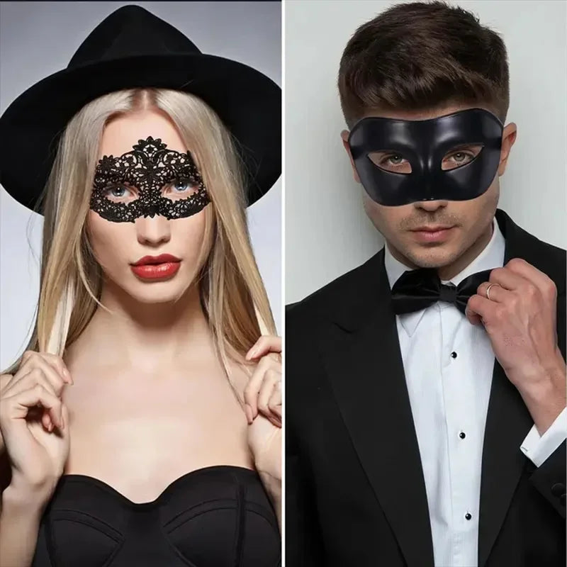 Man en vrouw Masquerade Prom Sexy Black Eye Masks