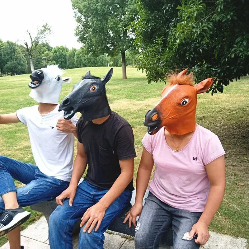 Horse Head Mask Cosplay Costume Party Funny Halloween Horse Head Mask Headgear